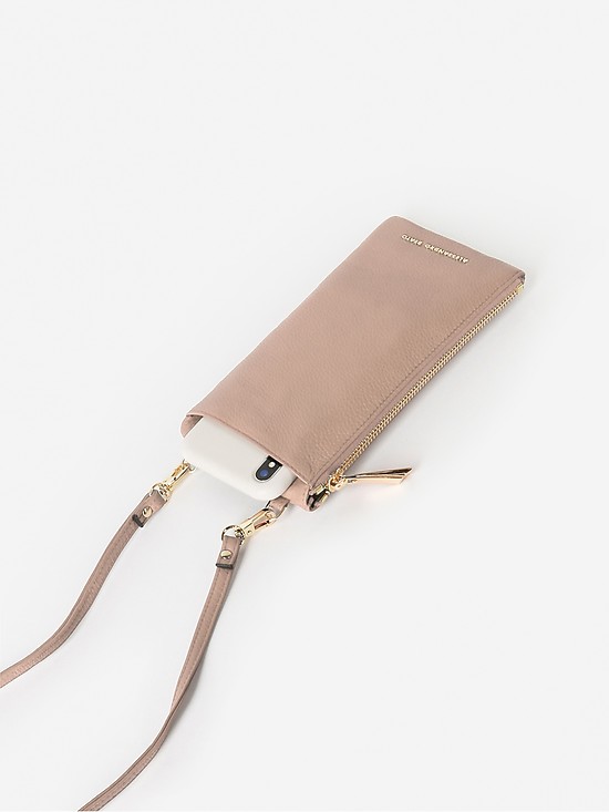 Пудрово-розовый кошелек-сумочка с ремешком на шею  Alessandro Beato