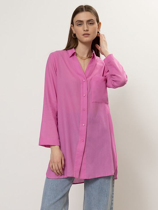 Удлиненная рубашка нежного розового цвета  EMKA