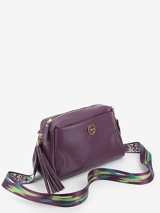 Фиолетовая кожаная сумочка кросс-боди с двумя ремешками  Folle