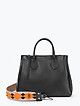 Черная кожаная сумка-тоут с ярким ремешком  Sara Burglar