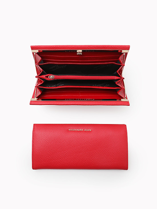Красный кожаный кошелек с рамочным замком  Alessandro Beato