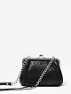 Маленькая замшевая сумочка черного цвета с узором на фермуаре с ремешком через плечо  Richet