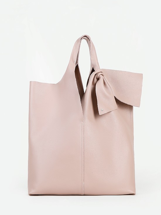 Пудрово-розовая сумка-шоппер с бантом и стразом  Folle