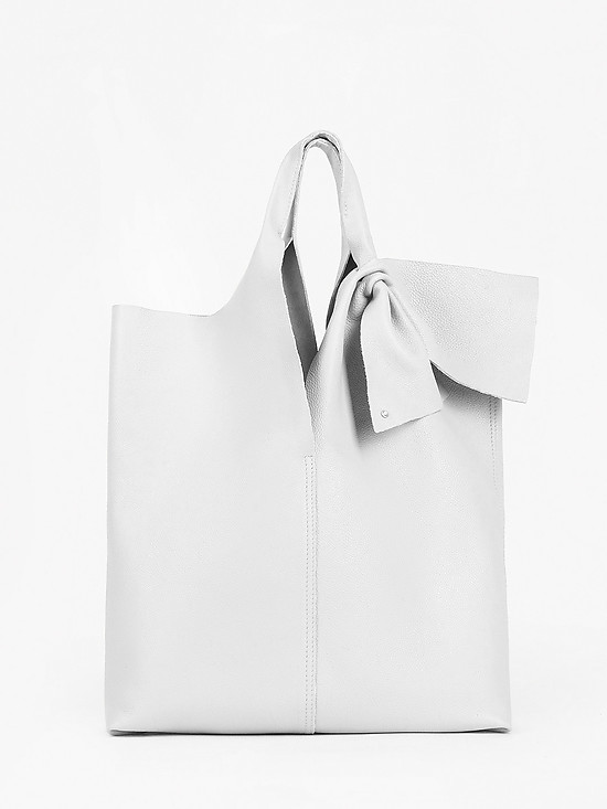 Белая сумка-шоппер с бантом и стразом  Folle