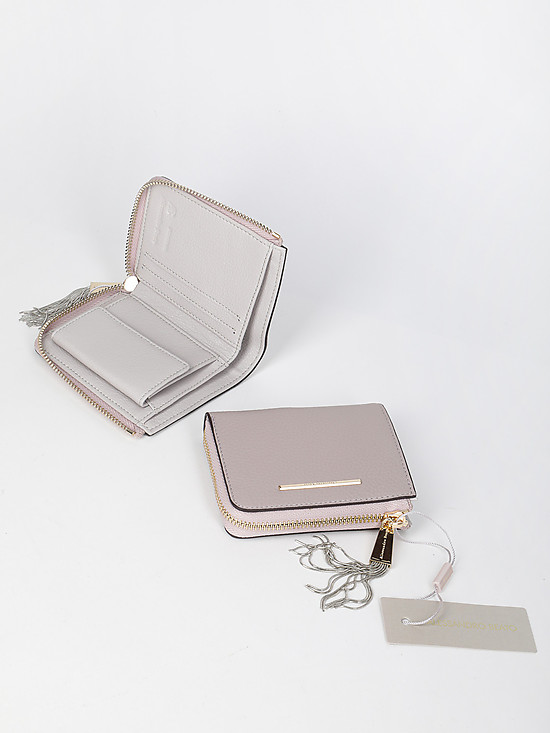 Маленький кошелек из пастельно-серой кожи  Alessandro Beato
