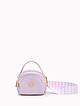 Маленькая лиловая кожаная сумочка-боулер с текстильным ремнем  Folle