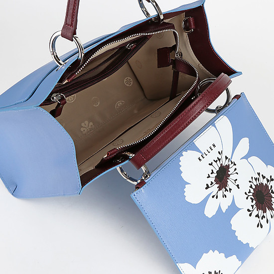 Классические сумки Келлен 2825 flowers sky blue bordo