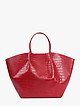 Красная сумка-тоут из кожи под крокодила в силуэте трапеции  Jazy Williams