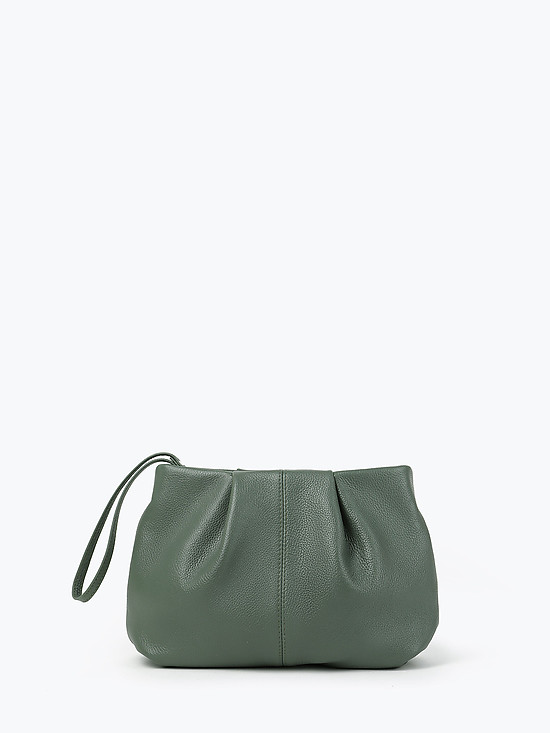 Зеленая сумочка-клатч из мягкой кожи с ремешком на плечо  Folle