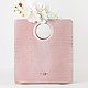 Пудрово-розовая сумка-пакет из кожи с тиснением под крокодила с круглыми ручками  KELLEN