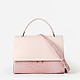 Розовая кожаная сумка-сэтчел с тиснением под крокодила  KELLEN