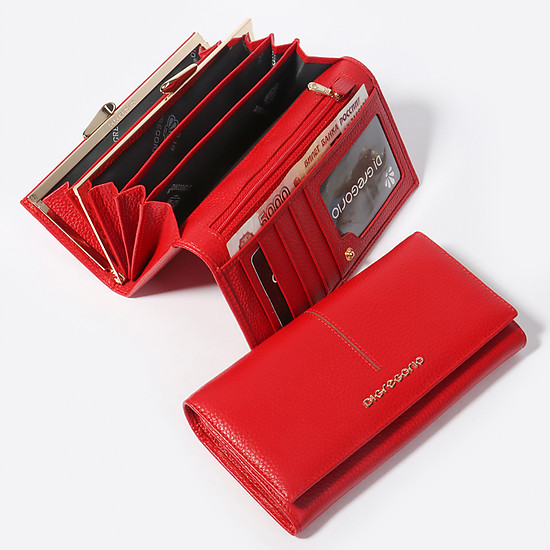 Классический красный бумажник из натуральной кожи  Di Gregorio