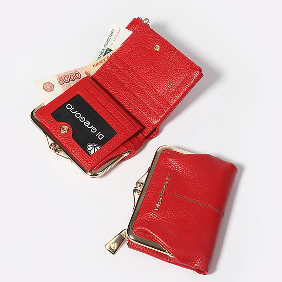 Небольшой кожаный кошелек красного цвета в стиле ретро  Di Gregorio