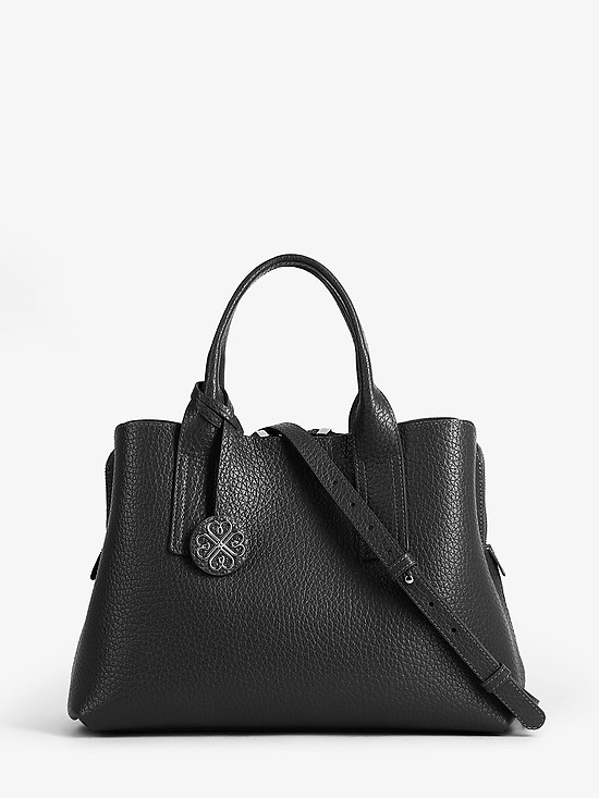 Черная базовая сумка-тоут из натуральной кожи  KELLEN