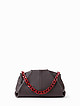 Темно-бордовая сумочка кросс-боди из мягкой кожи со съемным ремешком-цепью  Folle