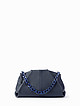 Синяя сумочка кросс-боди из мягкой кожи со съемным ремешком-цепью  Folle