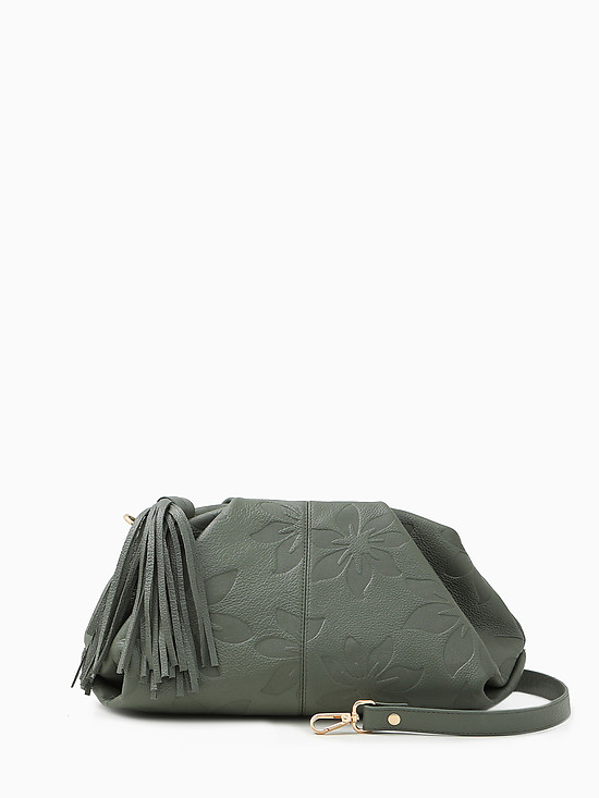 Зеленая сумочка кросс-боди из мягкой кожи со съемным ремешком  Folle