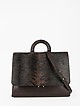 Деловая сумка-портфель из темно-коричневом кожи и клапаном с тигровым принтом  KELLEN