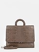 Деловая сумка-потрфель из кожи под страуса и крокодила в оттенке капучино  KELLEN