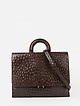 Деловая сумка-портфель из коричневой кожи под крокодила и страуса  KELLEN