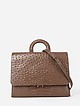 Деловая сумка-портфель из кожи под крокодила и страуса оттенка капучино  KELLEN