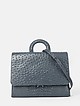 Деловая сумка-портфель из серой кожи под крокодила и страуса  KELLEN