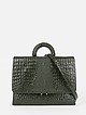Зеленая деловая сумка-потрфель из кожи под страуса и крокодила  KELLEN
