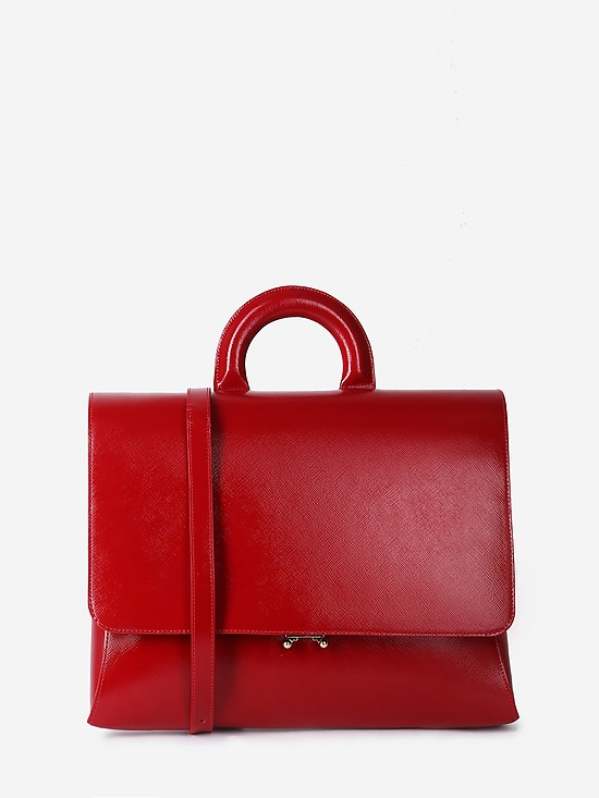 Деловая сумка-портфель из красной сафьяновой кожи  KELLEN
