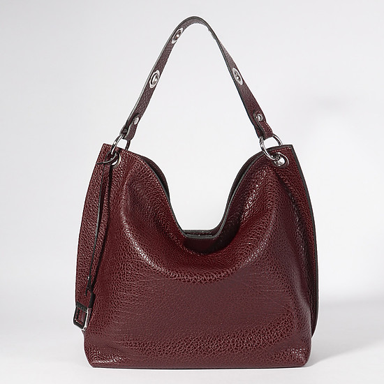 Мягкая бордовая сумка-хобо из кожи с дополнительной сумочкой кросс-боди  Innue