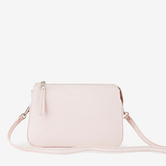 Маленькая сумочка-кроссбоди из мягкой нежно-розовой кожи с натуральной текстурой  Azaro
