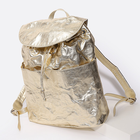 Золотой рюкзак с эффектом фольги  IO Pelle