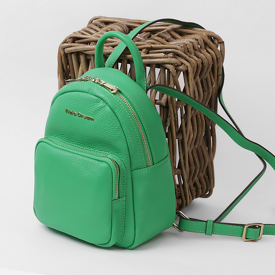 Небольшой ярко-зеленый кожаный рюкзак с внешним карманом  Fiato Dream