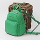 Небольшой ярко-зеленый кожаный рюкзак с внешним карманом  Fiato Dream