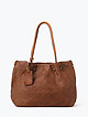 Коньячно-коричневая сумка-тоут из плетеной мягкой кожи с винтажным эффектом  Folle