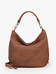 Коричневая сумка-хобо из мягкой кожи с плетением в винтажном стиле  BE NICE