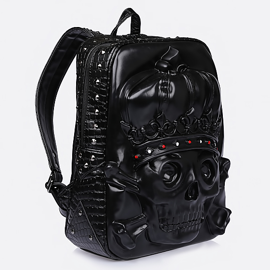 Экстравагантный черный рюкзак с черепом в тон  Fashion