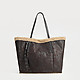 Двусторонняя сумка-тоут из темно-коричневой дубленой кожи и меха с леопардовой косметичкой  Gianni Notaro