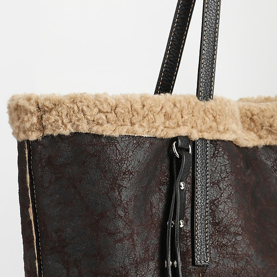 Классические сумки Gianni Notaro 308 dark brown beige fur