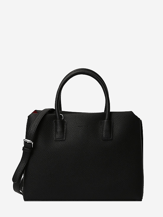 Базовая сумка-тоут из мягкой черной экокожи  Ventoro