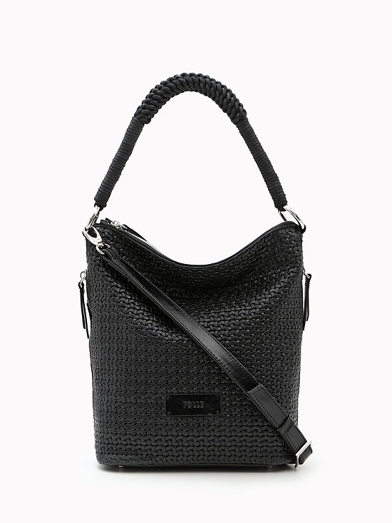 Эксклюзивная черная сумка-шоппер из натуральной кожи  Folle