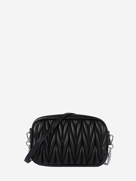 Стеганная черная сумочка кросс-боди из экокожи  Ventoro