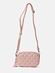 Пастельно-розовая сумочка кросс-боди из стеганой экокожи с кисточкой  Ventoro