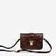 Миниатюрная лаковая сумочка-кросс-боди коричневого цвета из натуральной кожи с тиснением  Azaro
