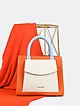 Небольшая сумка-тоут из оранжевой кожи с белым карманом в стиле колор-блок  Arcadia