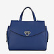 Вместительная кожаная сумка синего цвета в классическом стиле  Azaro