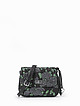 Черная сумочка кросс-боди из кожи с объемным цветочным тиснением  Alessandro Beato