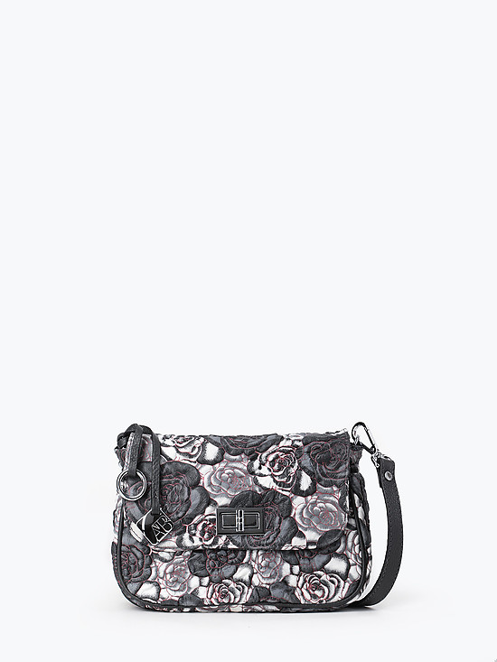 Серая сумочка кросс-боди из кожи с объемным цветочным тиснением  Alessandro Beato