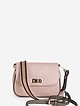 Пудрово-розовая кожаная сумочка кросс-боди с текстильным ремешком  Alessandro Beato