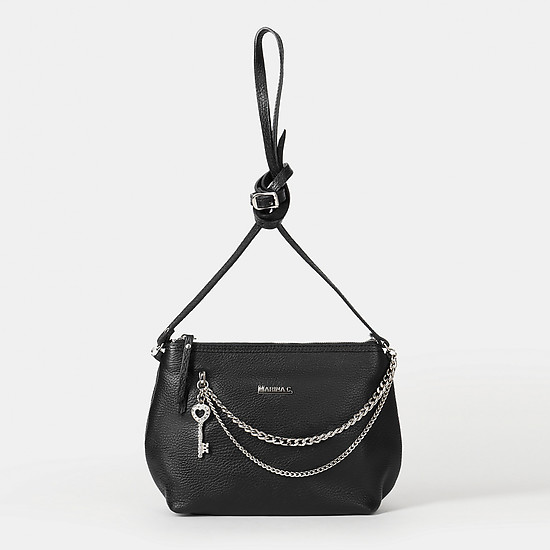 Кожаная черная сумочка кросс-боди с кристаллами Swarovski  Marina Creazioni