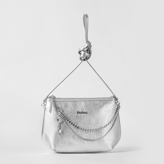 Кожаная серебристая сумочка кросс-боди с кристаллами Swarovski  Marina Creazioni